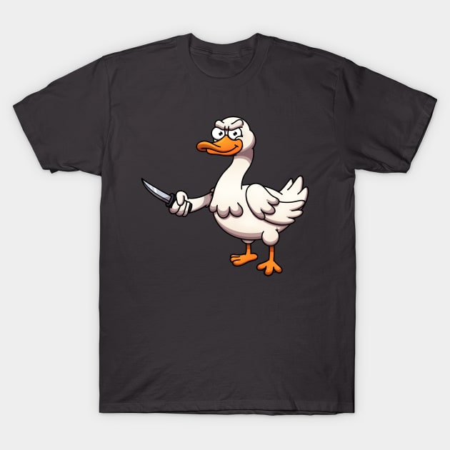 Goose With Knife T-Shirt by TheMaskedTooner